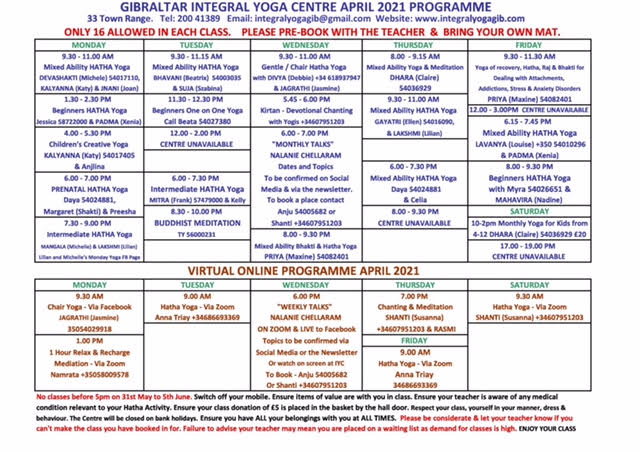 April IYC Timetable